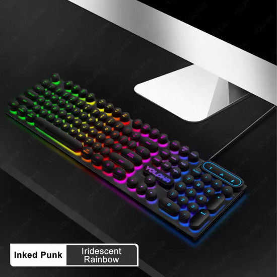 104 Keys Wired Keyboard with RGB Backlit Light .